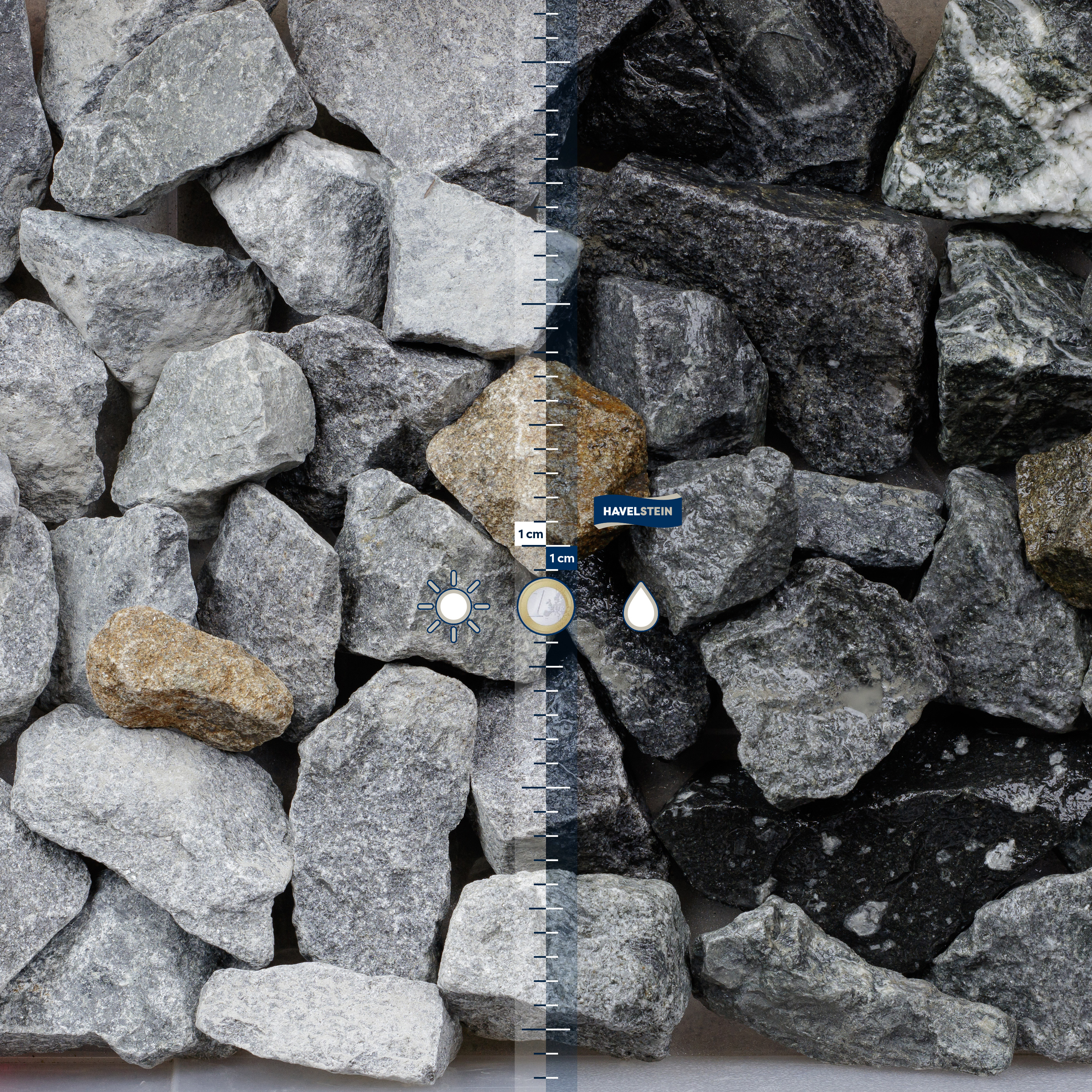 Gabionenfüllsteine (Granit), Gabionenf?llsteine, 50/150 mm, Granit (grau-blau)