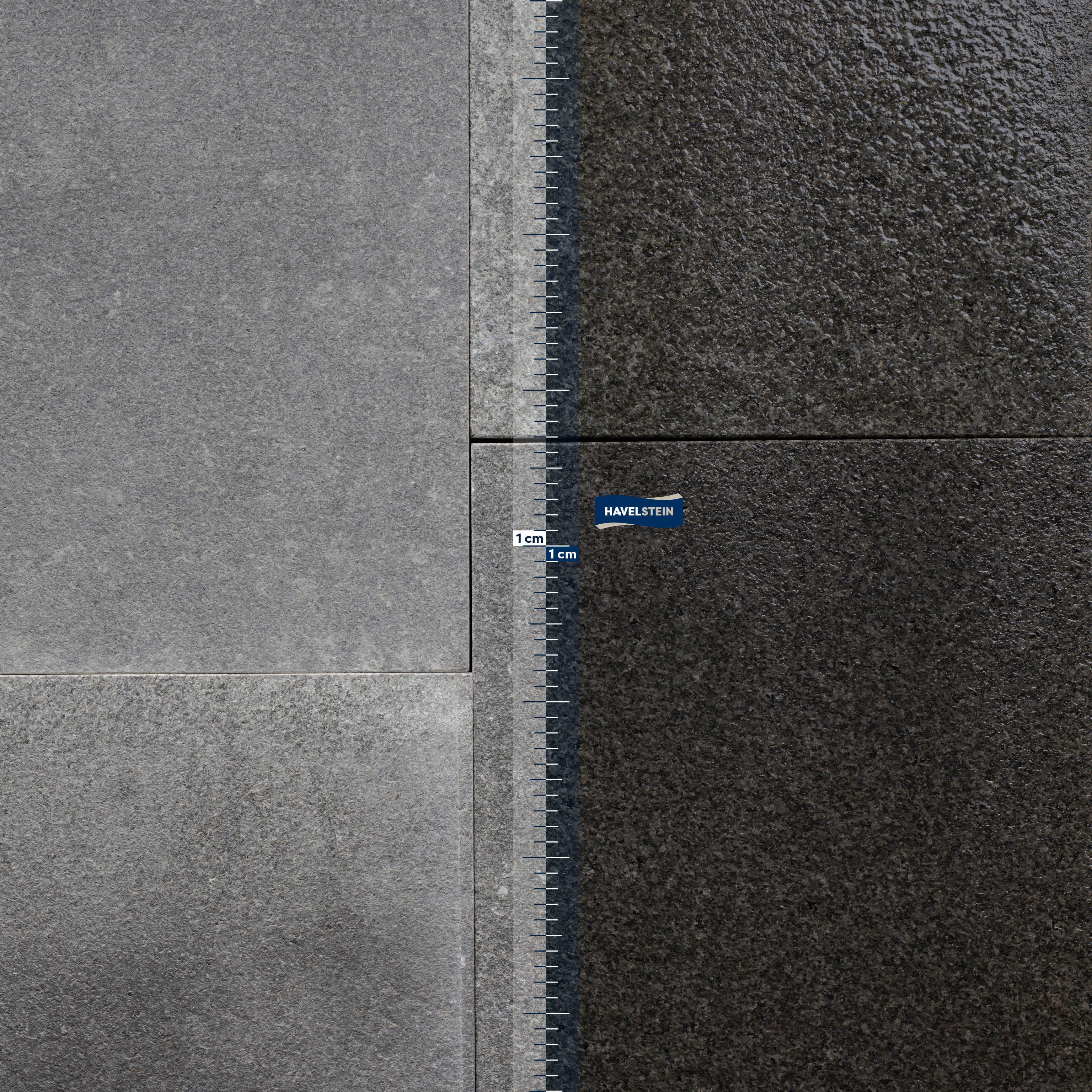 Terrassenplatten, Gabbro schwarz geflammt & gestrahlt, Gabbro Platte, 60 x 40 x 3 cm, schwarz, 
