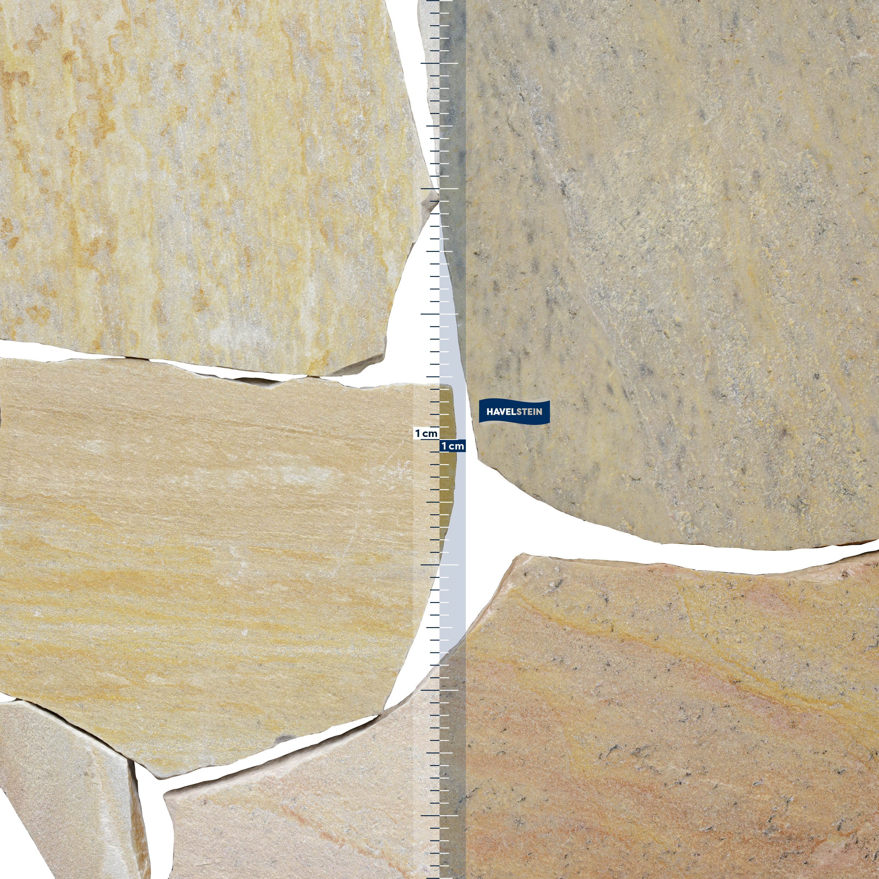 Terrassenplatten, Quarzit gelb/weiß (Sáodora) spaltrau, Quarzit Polygonalplatte, gelb/weiß, 2,5–4,5 cm stark, OF spaltrau