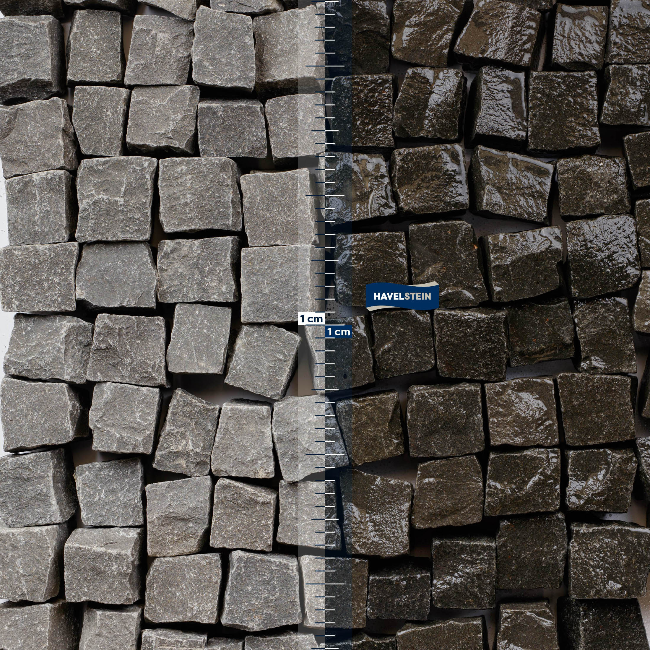 Pflasterstein, Basalt schwarz (Vietnam), Basalt Mosaikpflaster, 5 x 5 x 5 cm, Vietnam schwarz, 