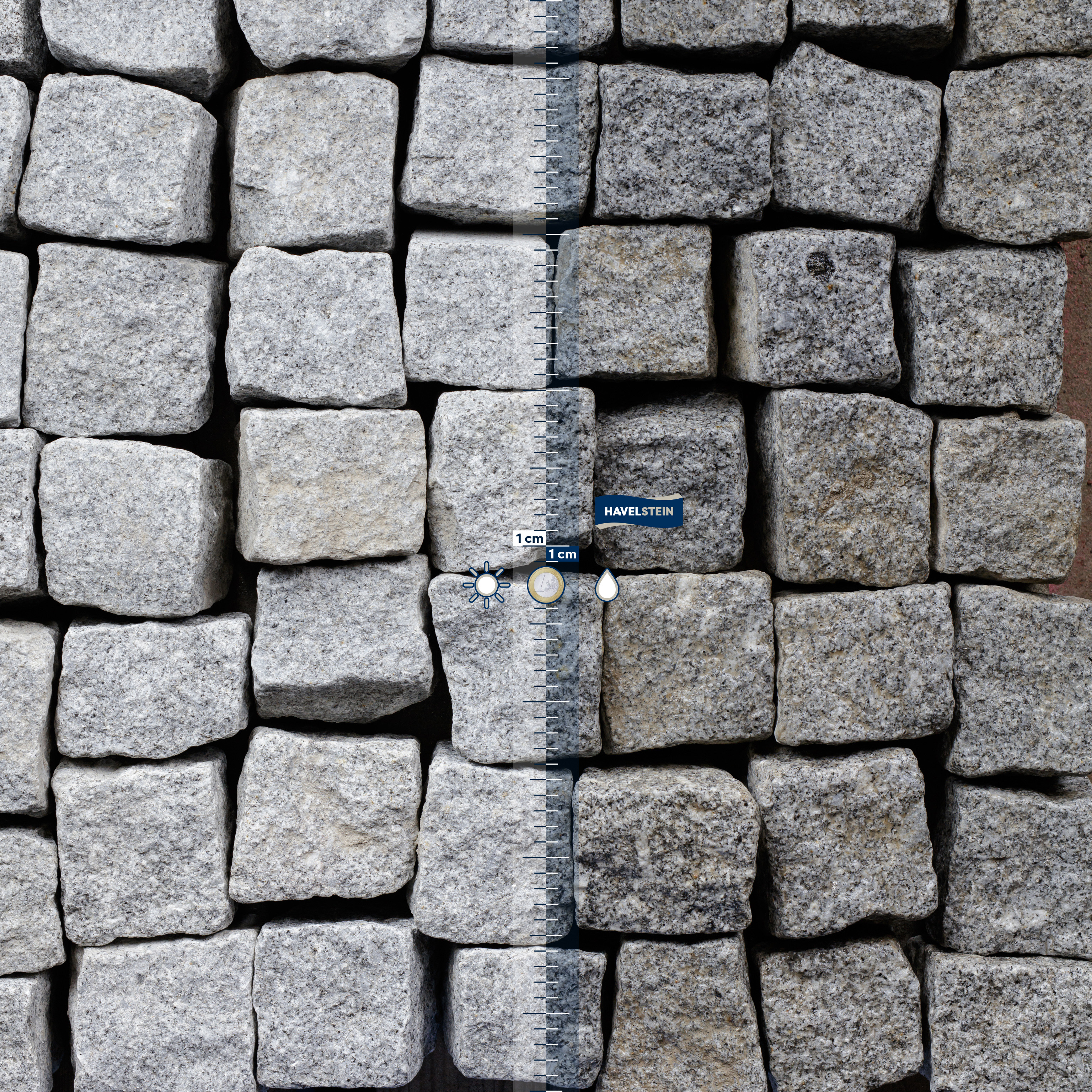 Pflasterstein, Granit grau (Portugiesisch) (Basalt), Granit Kleinsteinpflaster portugiesisch, Feinkorn, 8 x 11 cm, grau, Ergiebigkeit 1 t = ca. 4,5?4,8 m?