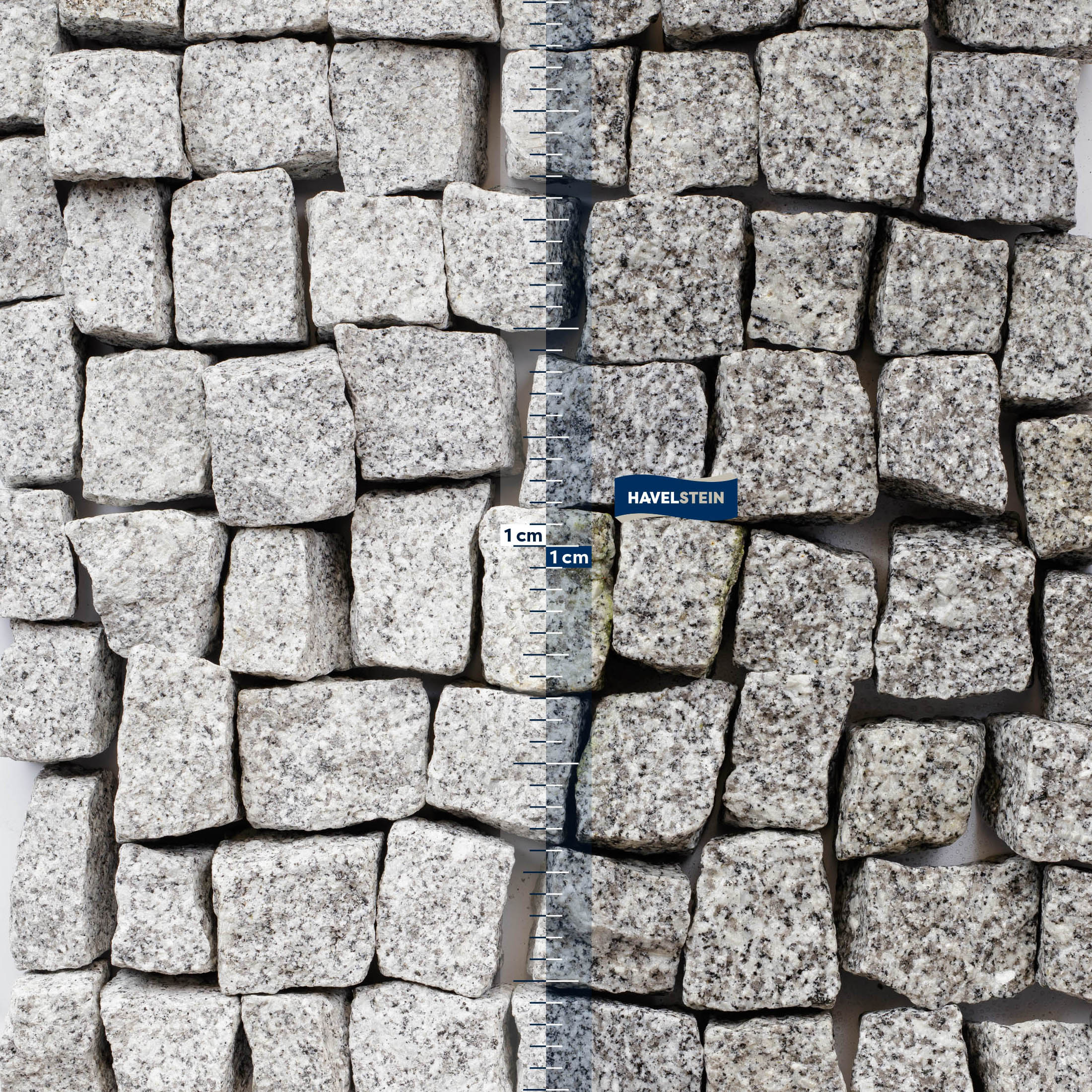 Pflasterstein, Granit grau (Schlesisch), Granit Mosaikpflaster schlesisch, Mittelkorn, 4 x 6 cm, grau, 