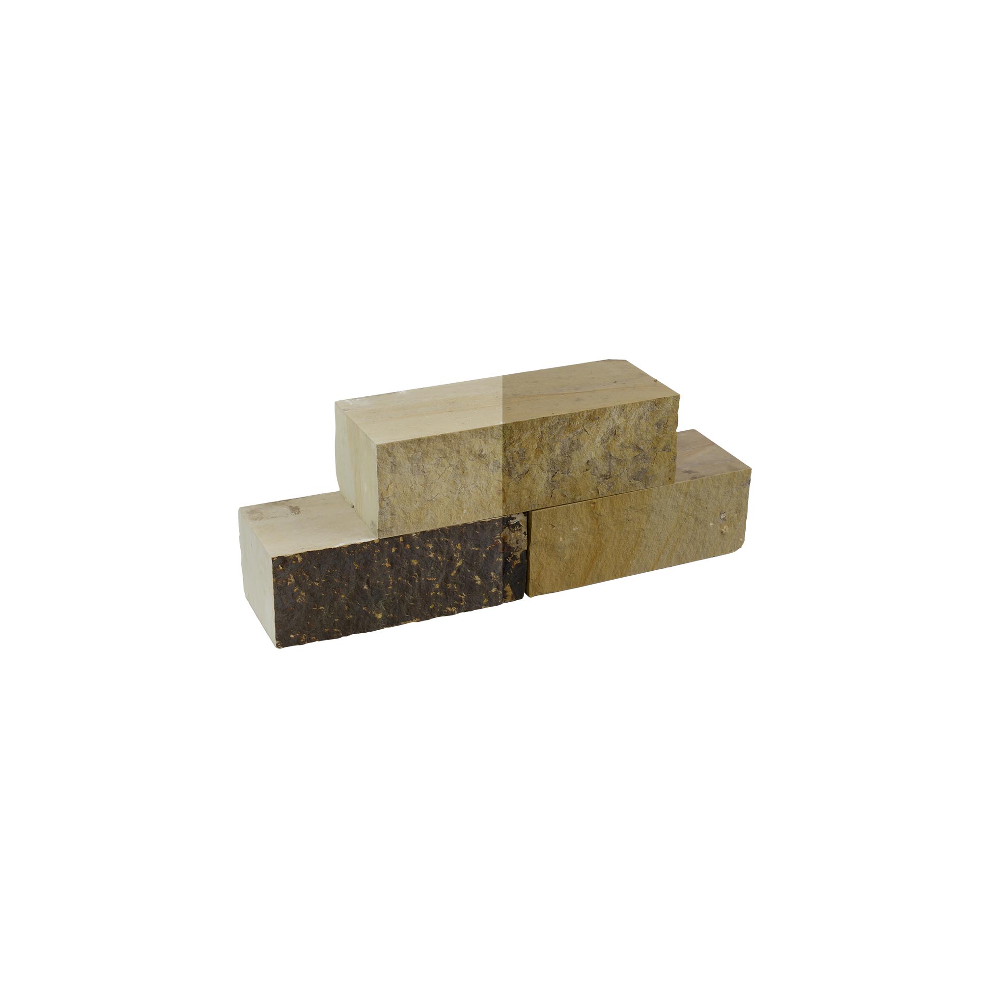 Mauersteine, Sandstein (gelblich) Systemmauerwerk, Sandstein-Systemmauerwerk, H 15 x L 30–60 x T 18–20 cm, gelb, 