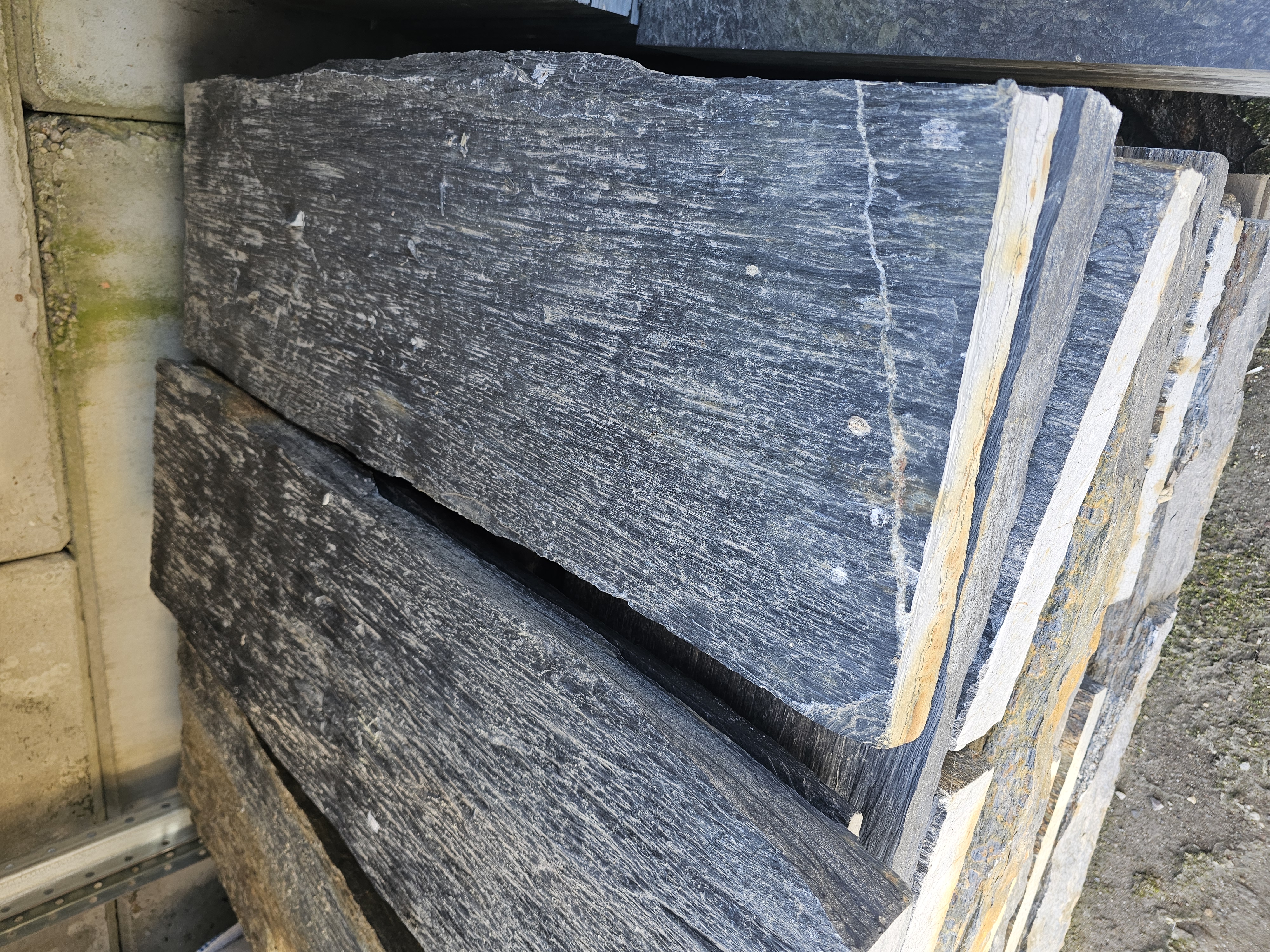 Sichtschutzplatte, Schiefer (Schwarz), Rustika Nero